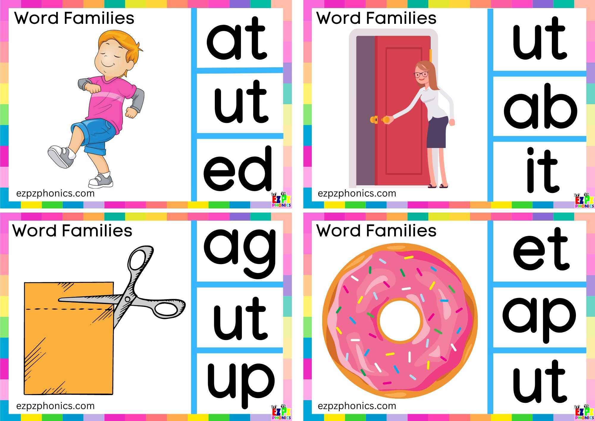 Look at the image and clip the correct letters Clip cards group 2 Word Family ut